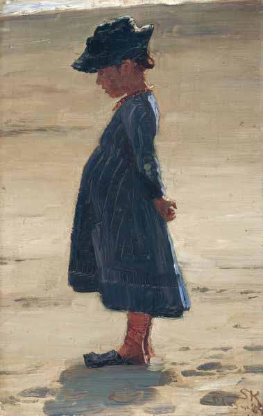 Peder Severin Kroyer Little girl standing on Skagen's southern Beach Sweden oil painting art
